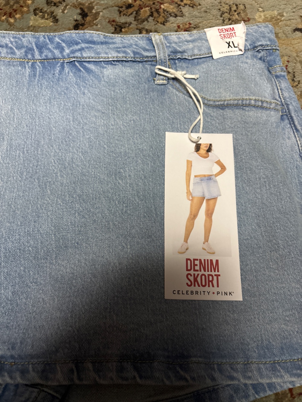 NWT Celebrity Pink Light Wash Denim Skort Shorts - Picture 3 of 7